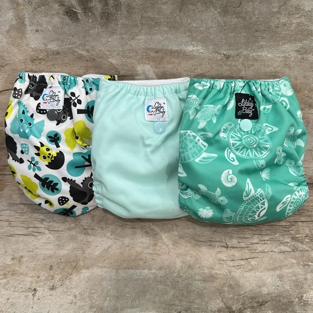 Lalabye Baby, NEWBORN size cloth diapers reusable. Hook and Loop *USED*